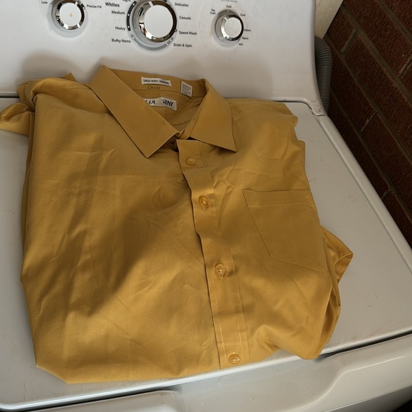 Lucasini Gold Long Sleeves Button Dress Shirt Single Needle Tailoring 22 34/35 - Picture 15 of 16